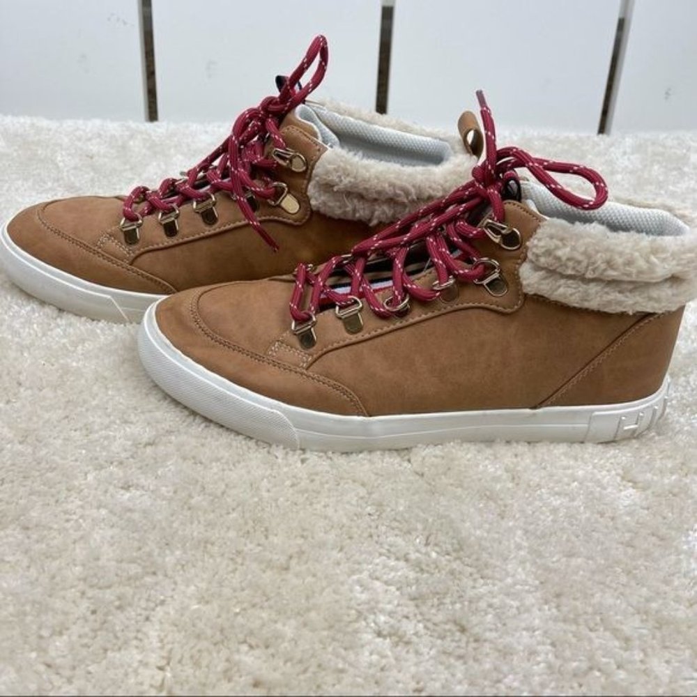 Tommy Hilfiger Jael Brown Shearling Trim High-Top Lace-Up Sneakers Size 9M - Picture 4 of 8